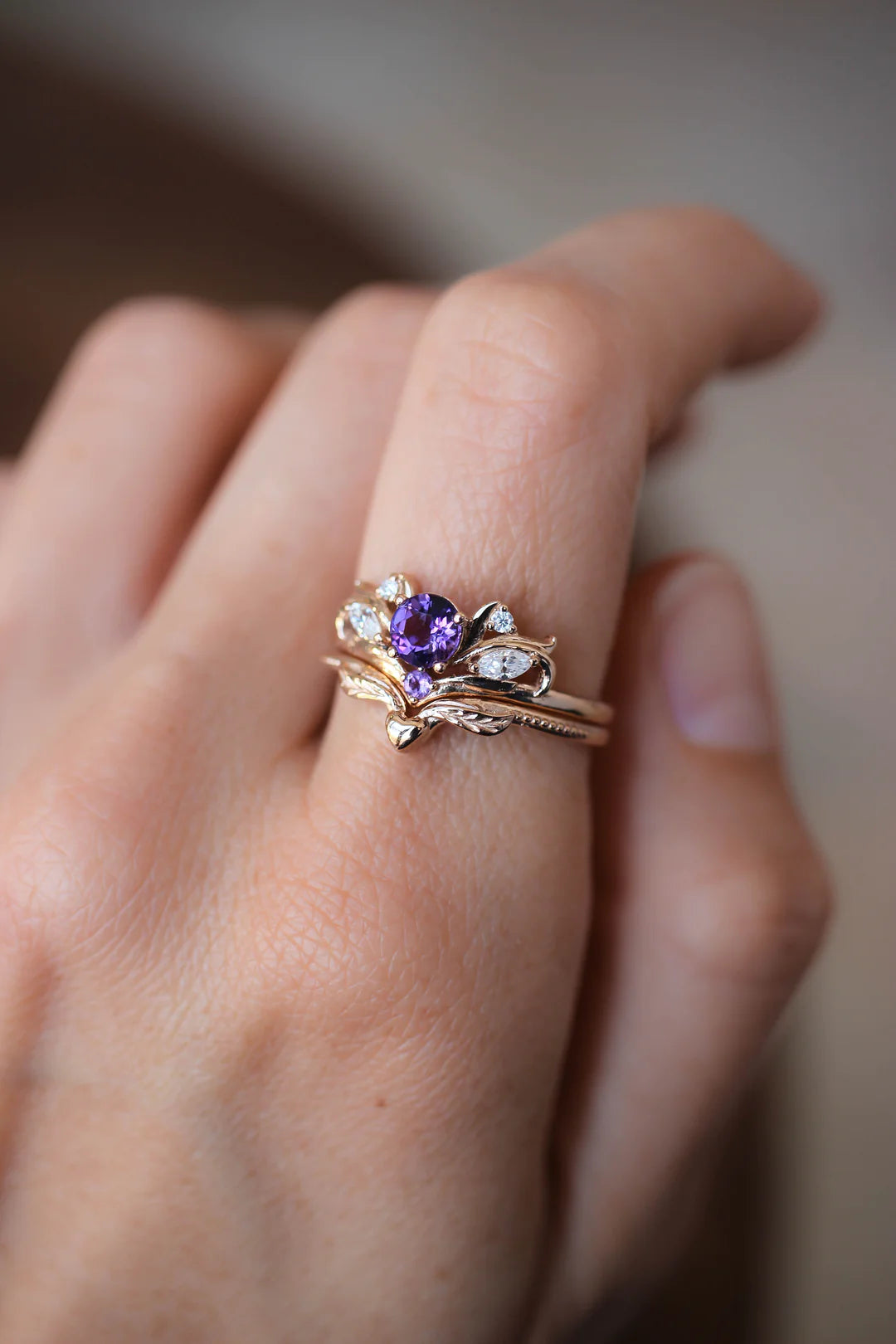 Personalized Engraved Jewelry For Meaningful Gifts Amethyst Heaven 2 Set Ring