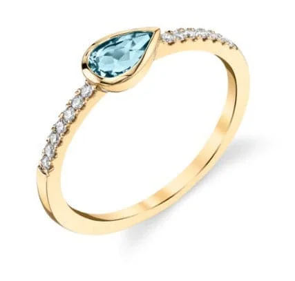 Clearance Sale On High-End Jewelry Collections Aqua & Diamond Side Stone Gemstone Ring