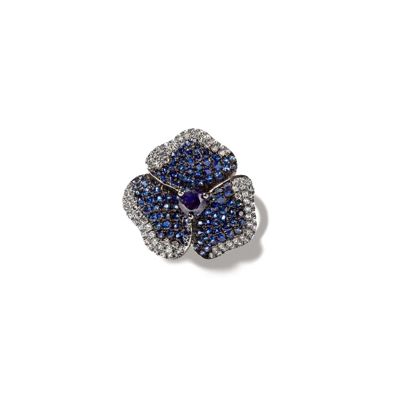 Save On Luxury Jewelry Pieces – Limited-Time Offers Bloom Medium Flower Blue Sapphires Ring in White Gold