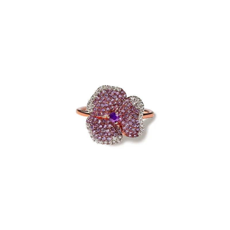 Shop Fine Jewelry With Amazing Deals Bloom Small Flower Amethyst Ring in Rose Gold