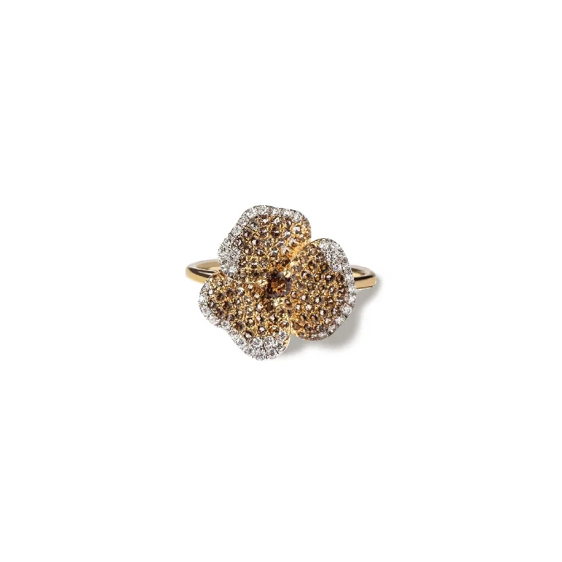 Seasonal Jewelry Clearance – Best Styles At The Lowest Prices Bloom Small Flower Ring with Smoky Quartz in Yellow Gold
