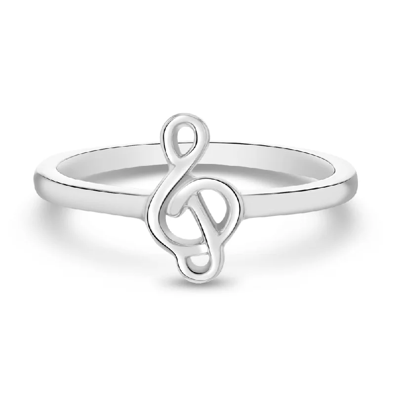 Huge Savings On Premium Jewelry Styles Classical Music Note Size 4-7 Kids / Teen Ring - Sterling Silver
