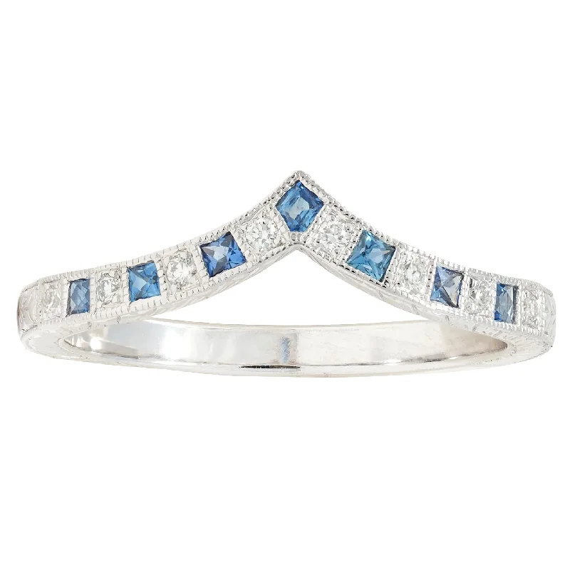 Limited-Stock Jewelry Sale – Once It's Gone, It's Gone Contemporary Sapphire Diamond 14 Karat White Gold Contour Wedding Band Ring Limited-Stock Jewelry Sale – Once It's Gone, It's Gone Contemporary Sapphire Diamond 14 Karat White Gold Contour Wedding Band Ring
