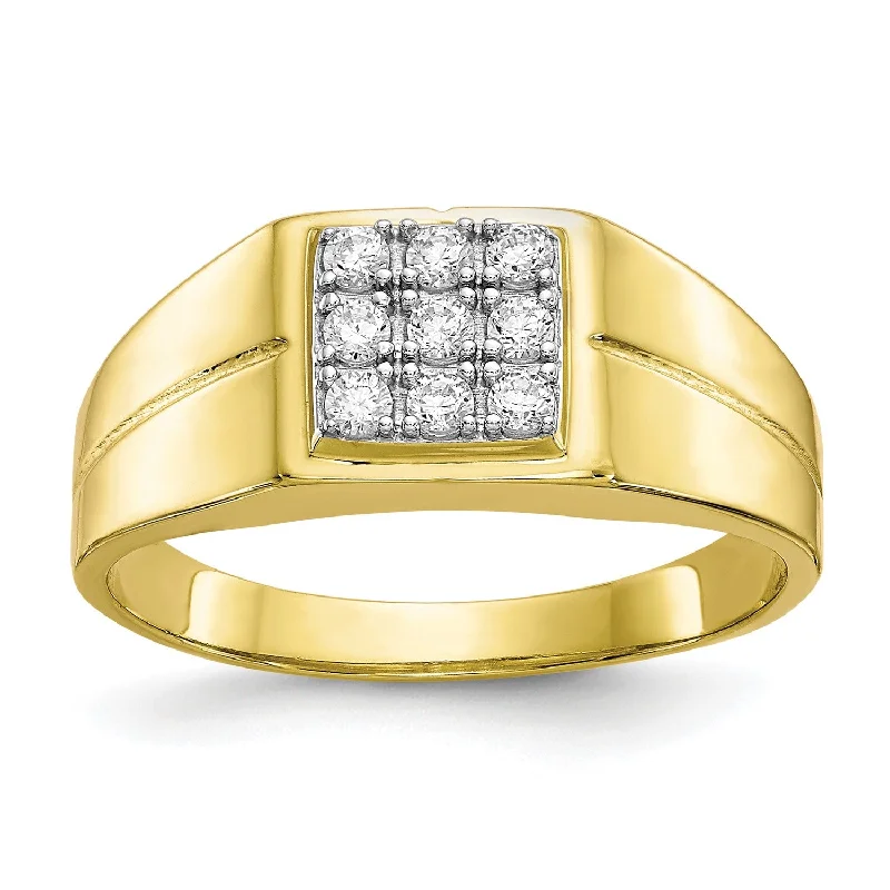 Personalized Engraved Jewelry For Meaningful Gifts Cubic Zirconia Ring in 10KT Yellow Gold; Size 11