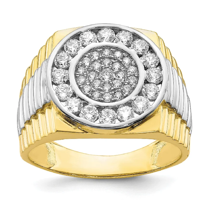 Luxury Jewelry Clearance – Shop Premium Styles Now Cubic Zirconia Ring in 10KT Yellow Gold With Rhodium Plating; Size 10