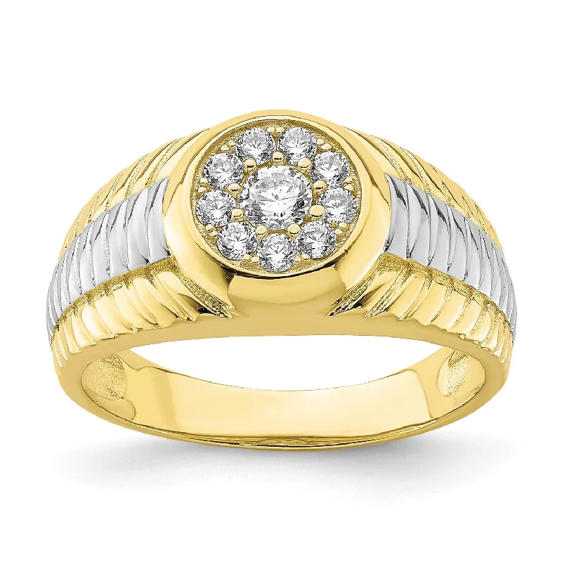 Flash Sale On Elegant Jewelry – Don't Miss Out Cubic Zirconia Ring in 10KT Yellow Gold With Rhodium Plating; Size 9.5