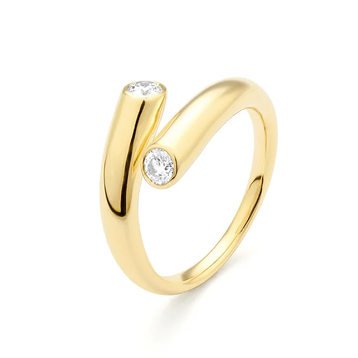 Shop Stylish Jewelry Now And Save Big Yellow Gold Diamond Bypass Fashion Ring