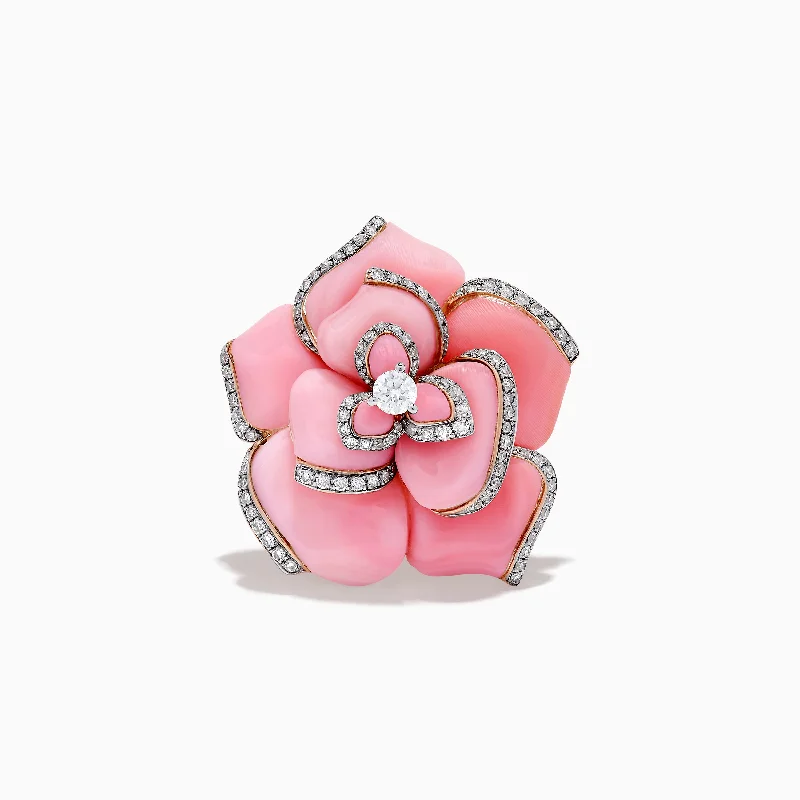 Elevate Your Outfit With Discounted Statement Jewelry 14K Rose Gold Conch Shell and Diamond Ring