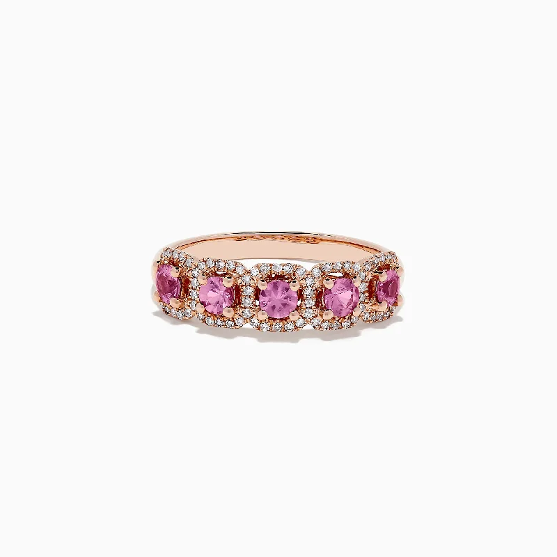 Grab Your Favorite Jewelry At The Lowest Prices 14K Rose Gold Pink Sapphire and Diamond Ring, 0.85 TCW Grab Your Favorite Jewelry At The Lowest Prices 14K Rose Gold Pink Sapphire and Diamond Ring, 0.85 TCW