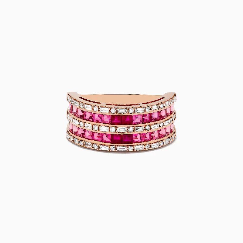 High-End Sparkle, Low-End Prices – Jewelry Sale Live 14k Rose Gold Princess Cut Pink Tourmaline and Ruby Ring 1.61 TCW