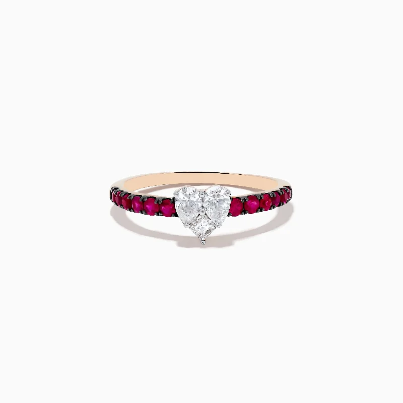 Shop Signature Jewelry Styles At Exclusive Prices 14k Rose Gold Ruby and Diamond Heart Ring