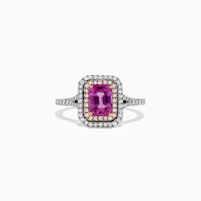 Jewelry Clearance Sale – Final Reductions 14K Two Tone Gold Pink Sapphire and Diamond Ring, 1.43 TCW Jewelry Clearance Sale – Final Reductions 14K Two Tone Gold Pink Sapphire and Diamond Ring, 1.43 TCW