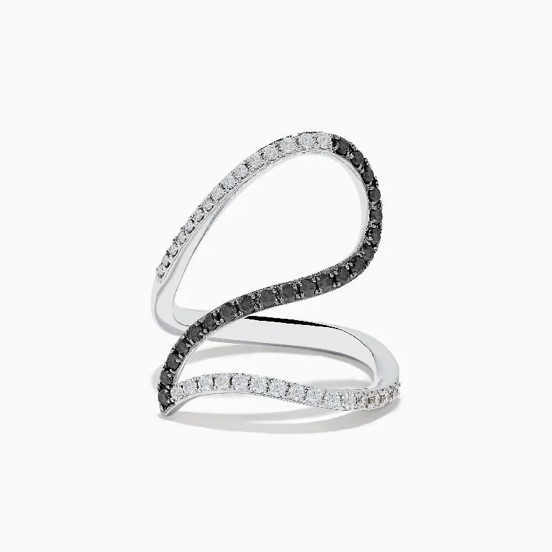 Special Deals On Handcrafted And Designer Jewelry 14K White Gold Black and White Diamond Fashion Ring
