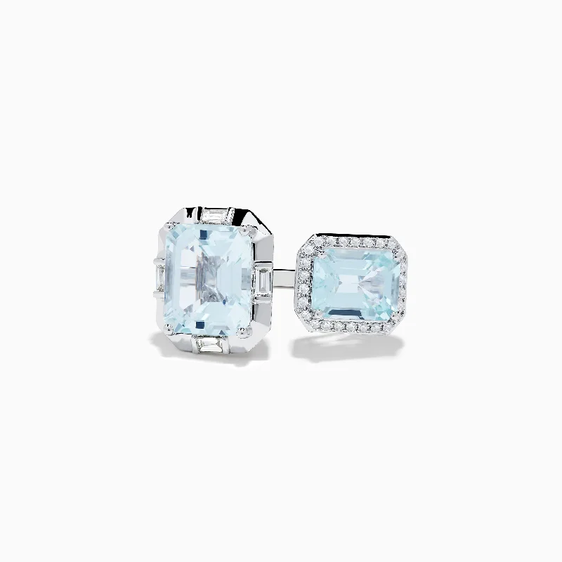 High-Quality Jewelry At A Fraction Of The Cost 14K White Gold Double Aquamarine Ring