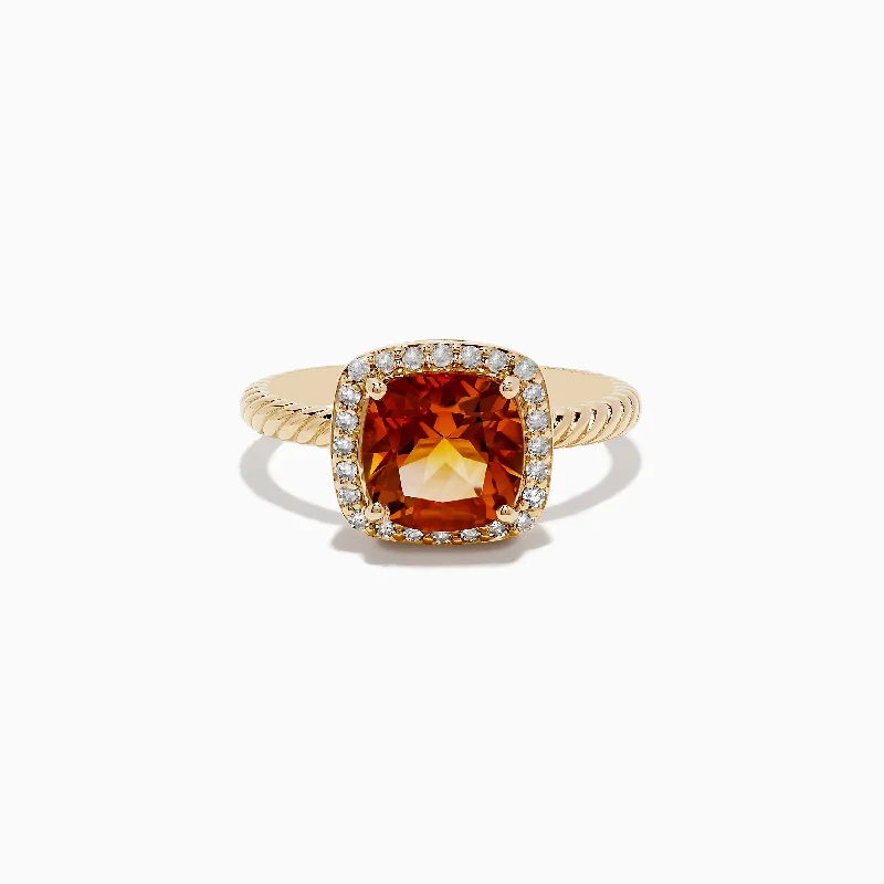 Affordable Luxury Jewelry For Every Occasion 14K Yellow Gold Citrine and Diamond Ring