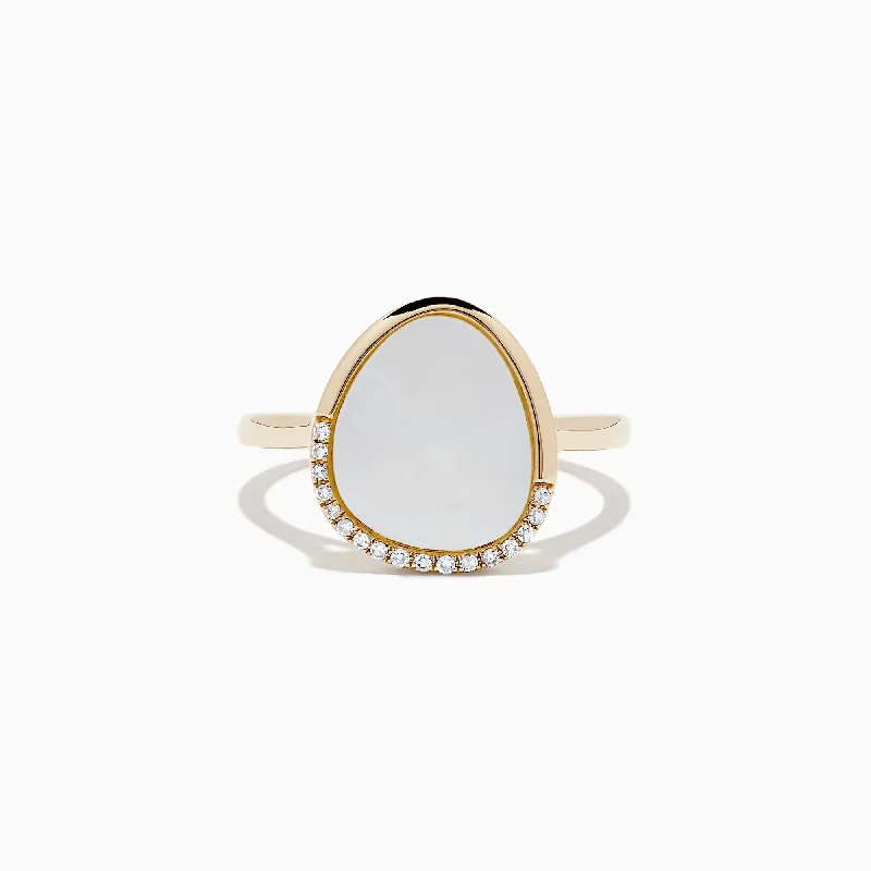 Fine Jewelry, Limited-Time Offers Available 14K Yellow Gold Mother of Pearl and Diamond Ring, 0.05 TCW Fine Jewelry, Limited-Time Offers Available 14K Yellow Gold Mother of Pearl and Diamond Ring, 0.05 TCW