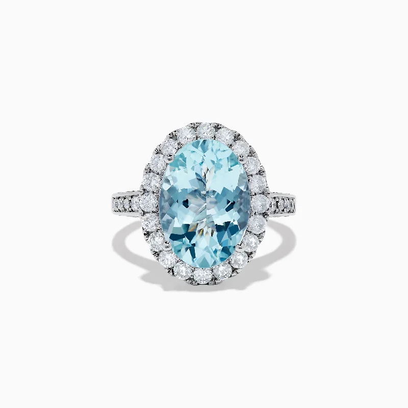 Elevate Your Outfit With Discounted Statement Jewelry Aquarius 14K White Gold Aquamarine and Diamond Oval Ring Elevate Your Outfit With Discounted Statement Jewelry Aquarius 14K White Gold Aquamarine and Diamond Oval Ring