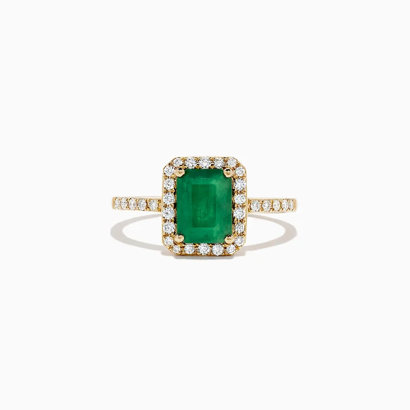 Get Ready To Sparkle – Special Jewelry Discounts Brasilica 14K Yellow Gold Emerald and Diamond Ring, 1.69 TCW Get Ready To Sparkle – Special Jewelry Discounts Brasilica 14K Yellow Gold Emerald and Diamond Ring, 1.69 TCW