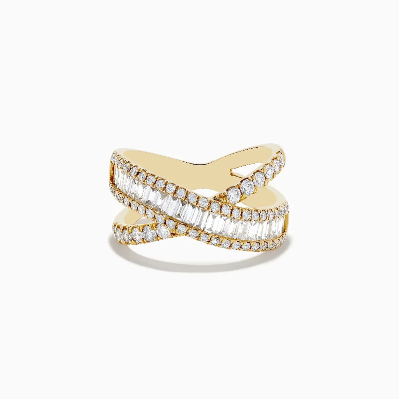 Premium Jewelry, Premium Discounts – Act Fast D'Oro 14K Yellow Gold Diamond Crossover Ring 1.14 TCW Premium Jewelry, Premium Discounts – Act Fast D'Oro 14K Yellow Gold Diamond Crossover Ring 1.14 TCW