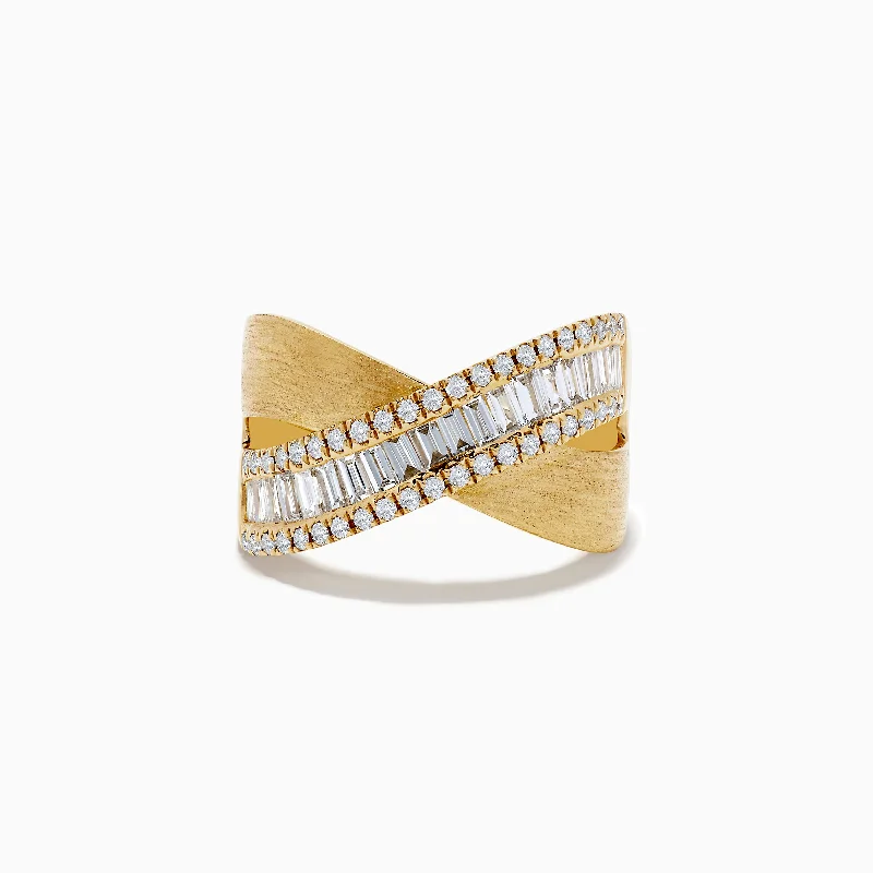 Premium Diamond Jewelry At Once-In-A-Lifetime Discounts D'Oro 14K Brushed Yellow Gold Diamond Crossover Ring Premium Diamond Jewelry At Once-In-A-Lifetime Discounts D'Oro 14K Brushed Yellow Gold Diamond Crossover Ring