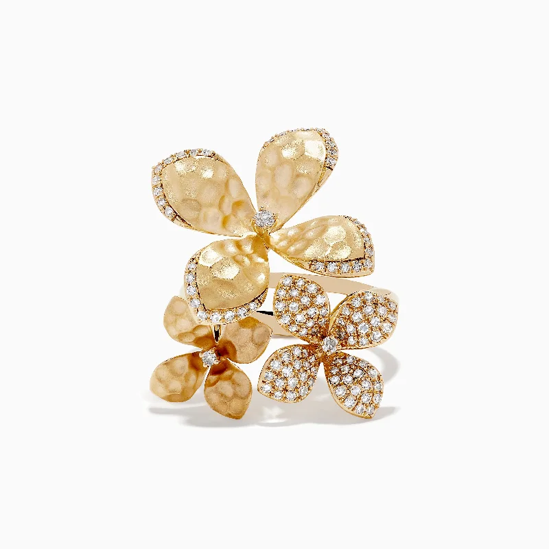 Shine In Style – Shop Jewelry Discounts Today D'Oro 14K Yellow Gold Diamond Flower Ring