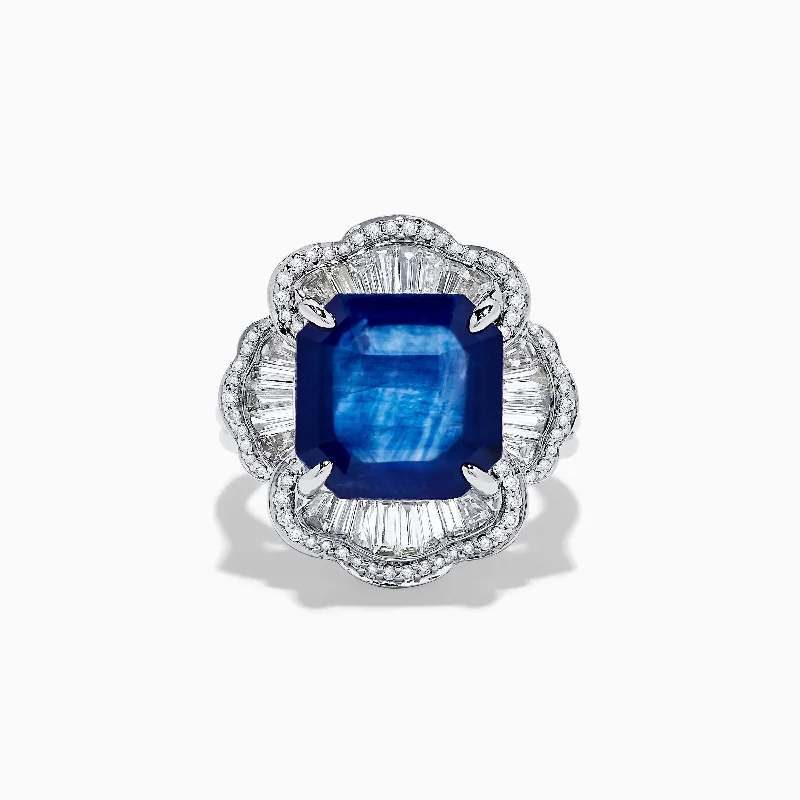 Premium Diamond Jewelry At Once-In-A-Lifetime Discounts Hematian 18K White Gold Blue Sapphire Ring