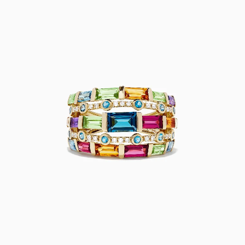 Shop Modern Jewelry Collections With Exclusive Discounts Mosaic 14K Yellow Gold Multi Gemstone and Diamond Ring, 3.90 TCW Shop Modern Jewelry Collections With Exclusive Discounts Mosaic 14K Yellow Gold Multi Gemstone and Diamond Ring, 3.90 TCW