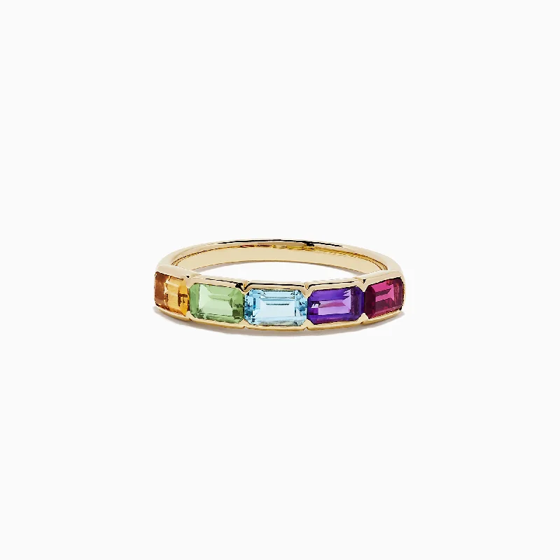 Sparkle More For Less – Jewelry Sale Happening Now Mosaic Gold 14K Yellow Gold Multi Gemstone Ring, 1.55 TCW Sparkle More For Less – Jewelry Sale Happening Now Mosaic Gold 14K Yellow Gold Multi Gemstone Ring, 1.55 TCW