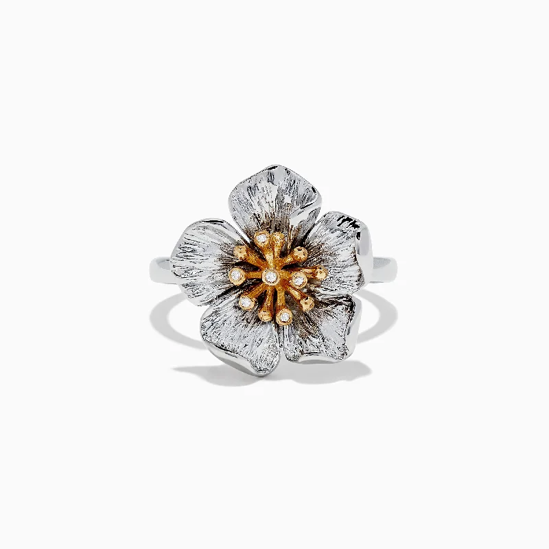 Best Jewelry Sale – Shop Exclusive Designs Now Nature Sterling Silver & 18K Gold Diamond Flower Ring, 0.02 TCW Best Jewelry Sale – Shop Exclusive Designs Now Nature Sterling Silver & 18K Gold Diamond Flower Ring, 0.02 TCW