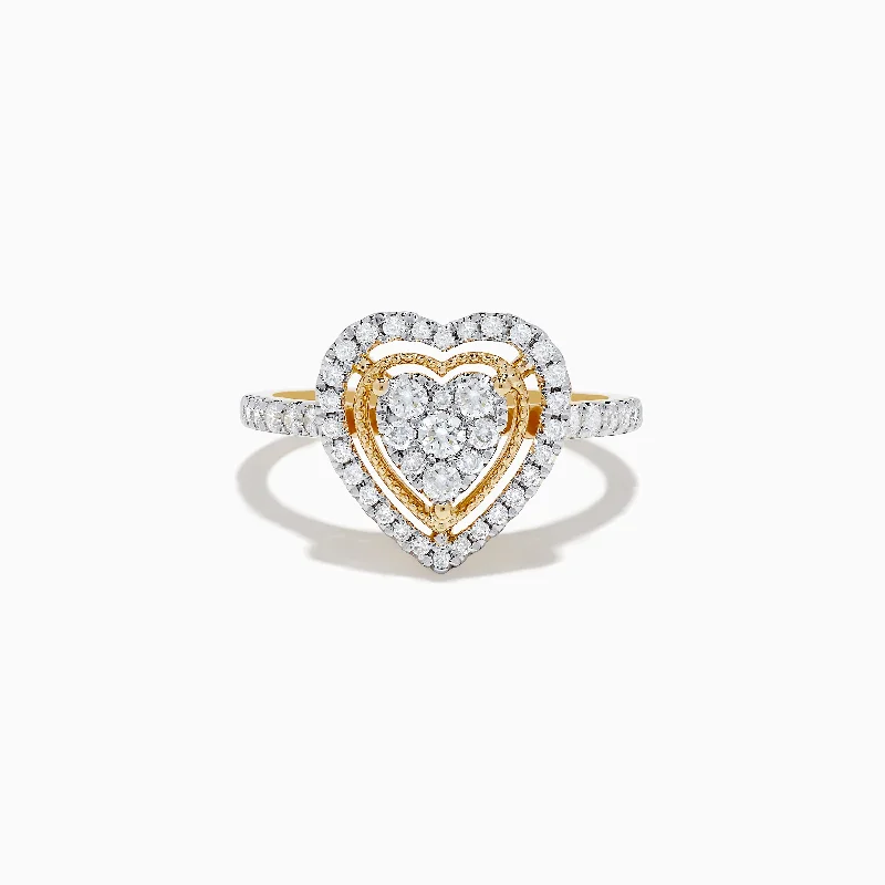 Timeless Beauty, Unbeatable Deals – Jewelry Sale On Novelty 14K Yellow Gold Heart Diamond Ring 0.57 TCW