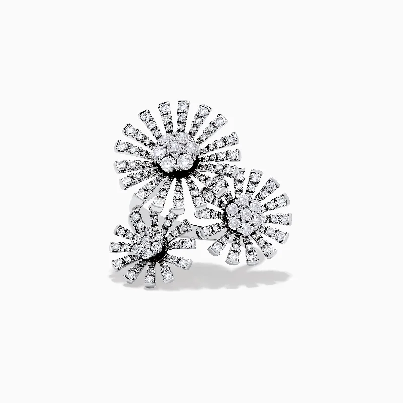 Special Offers On Handcrafted And Designer Jewelry Bouquet 14K White Gold Flower Ring 1.59 TCW