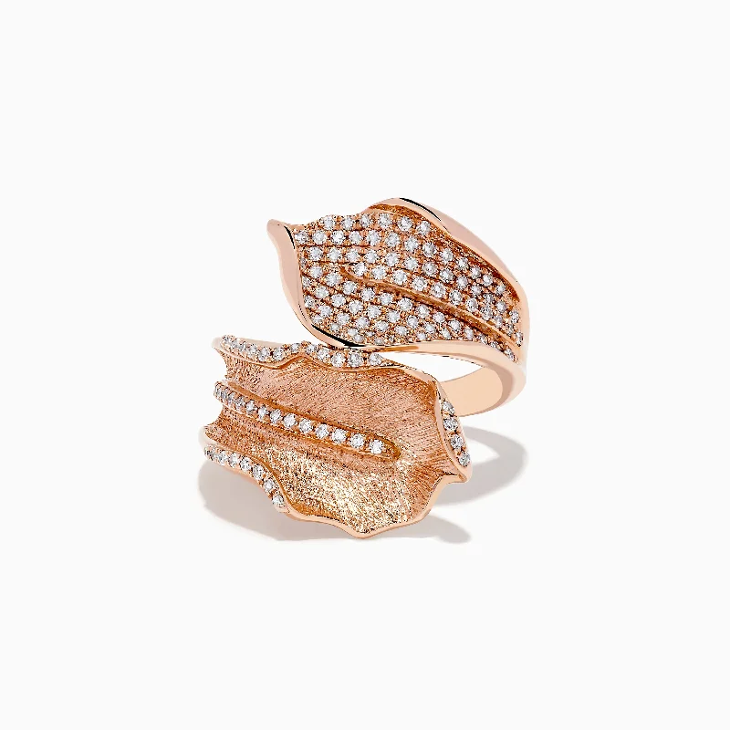 Eco-Friendly Sustainable Jewelry For Conscious Buyers Pave Rose 14k Rose Gold Diamond Leaf Ring