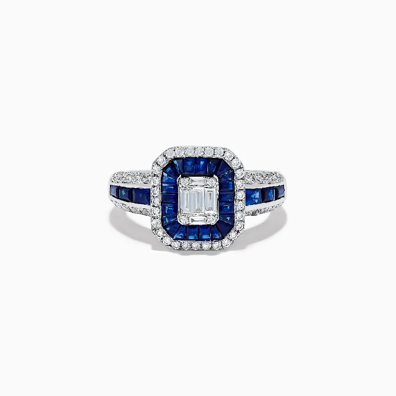 Buy More, Save More On Stunning Jewelry Designs Royale Bleu 14k White Gold Blue Sapphire and Diamond Ring