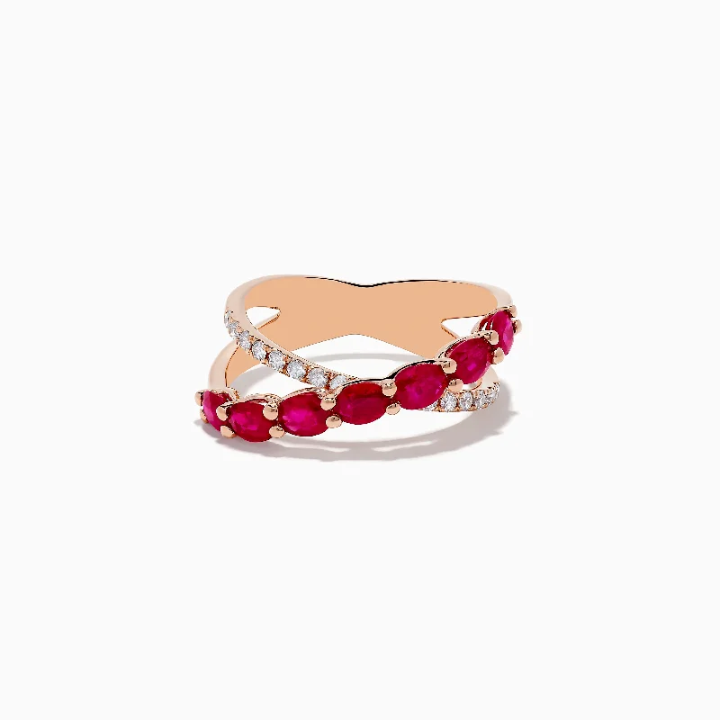 Exclusive Jewelry Bundles At Discounted Prices Ruby Royale 14K Rose Gold Ruby and Diamond Crossover Ring