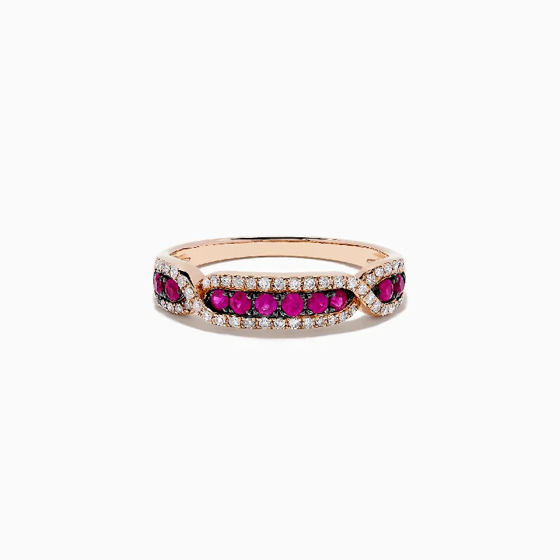 Breathtaking Jewelry, Breathtaking Prices Ruby Royale 14K Rose Gold Pave Ruby and Diamond Band, 0.44 TCW Breathtaking Jewelry, Breathtaking Prices Ruby Royale 14K Rose Gold Pave Ruby and Diamond Band, 0.44 TCW