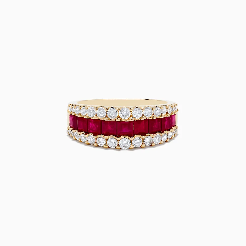 Exclusive Jewelry Offers – Shine For Less Ruby Royale 14K Yellow Gold Princess Cut Ruby & Diamond Band Exclusive Jewelry Offers – Shine For Less Ruby Royale 14K Yellow Gold Princess Cut Ruby & Diamond Band