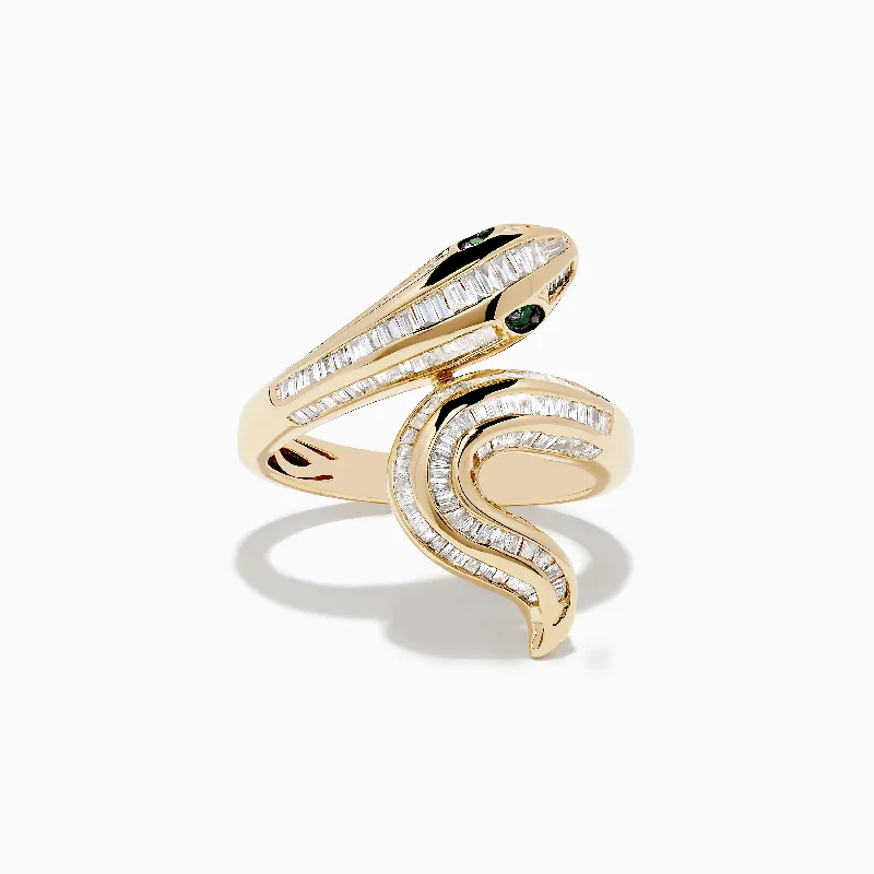 Discounted Jewelry For A Glamorous Look Safari 14K Yellow Gold Emerald and Diamond Snake Ring Discounted Jewelry For A Glamorous Look Safari 14K Yellow Gold Emerald and Diamond Snake Ring