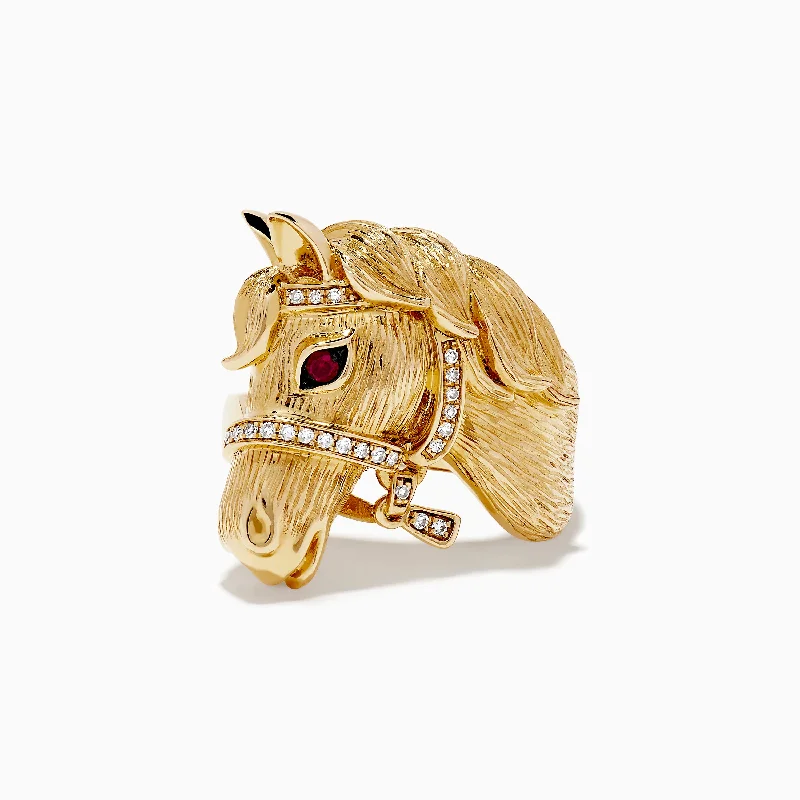 Exclusive Online Discounts On Stylish Jewelry Safari 14k Yellow Gold Horse Diamond Ring