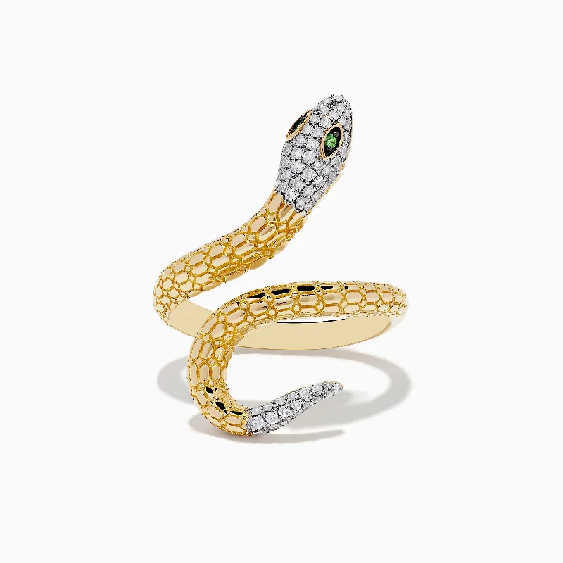 Premium Diamond Jewelry At Once-In-A-Lifetime Discounts Safari 14k Yellow Gold Snake Diamond Ring