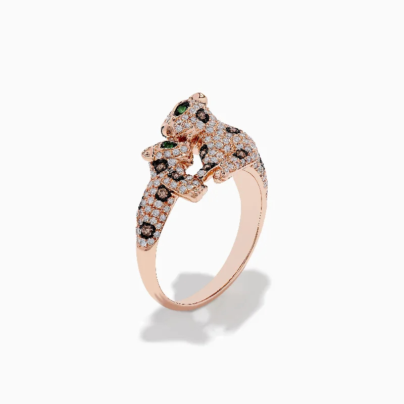 Fashion-Forward Jewelry At Incredible Prices Signature 14K Rose Gold Diamond Double Panther Ring