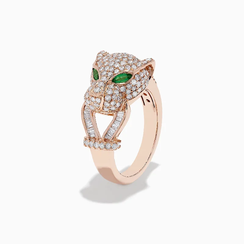 Modern Jewelry At Exclusive Discounts – Shop Today Signature 14K Rose Gold Emerald and Diamond Panther Ring Modern Jewelry At Exclusive Discounts – Shop Today Signature 14K Rose Gold Emerald and Diamond Panther Ring