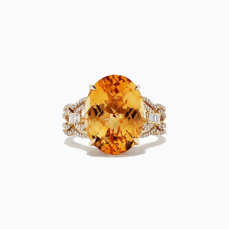 Waterproof Stainless Steel Jewelry For Lasting Beauty Sunset 14K Yellow Gold Citrine and Diamond Cocktail Ring, 9.72 TCW Waterproof Stainless Steel Jewelry For Lasting Beauty Sunset 14K Yellow Gold Citrine and Diamond Cocktail Ring, 9.72 TCW
