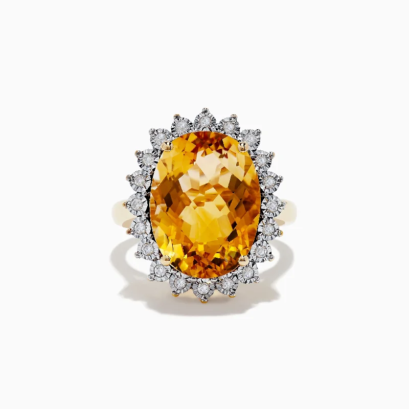 Trending Jewelry Styles Now At Limited-Time Discounts Sunset 14K Yellow Gold Citrine and Diamond Ring