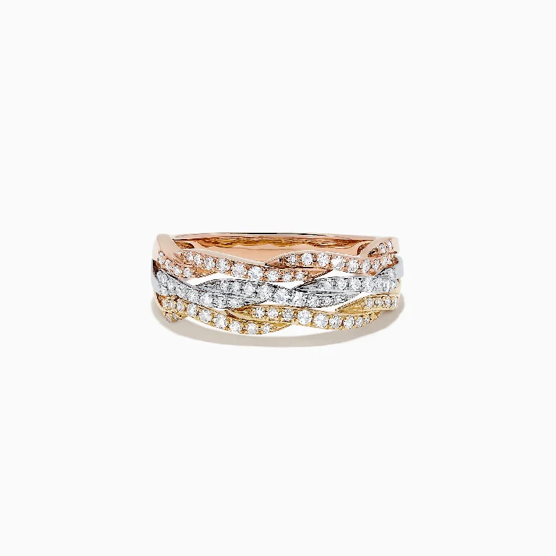 Jewelry Deals That Sparkle – Shop Today Trio 14K Tri Tone Gold Diamond Ring, 0.34 TCW