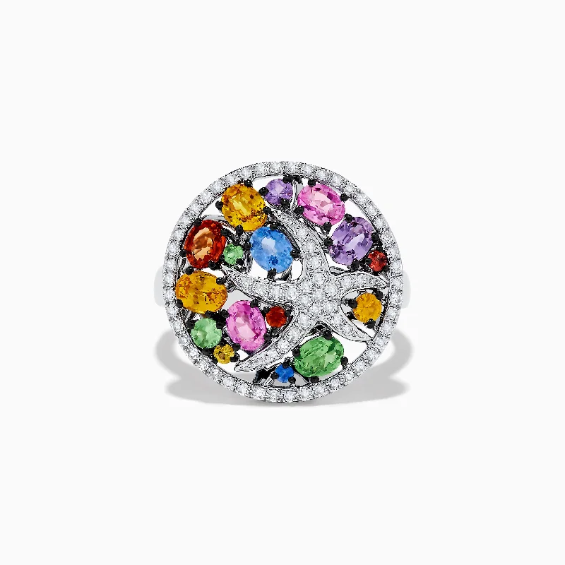 Timeless Elegance, Temporary Discounts – Act Fast Watercolors 14K White Gold Diamond and Multi Sapphire Ring