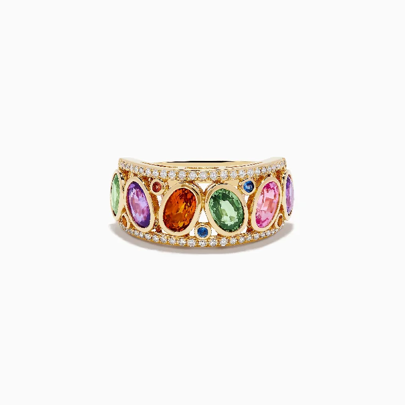 Jewelry Deals That Sparkle – Shop Today Watercolors 14K Yellow Gold Diamond and Multi Sapphire Ring