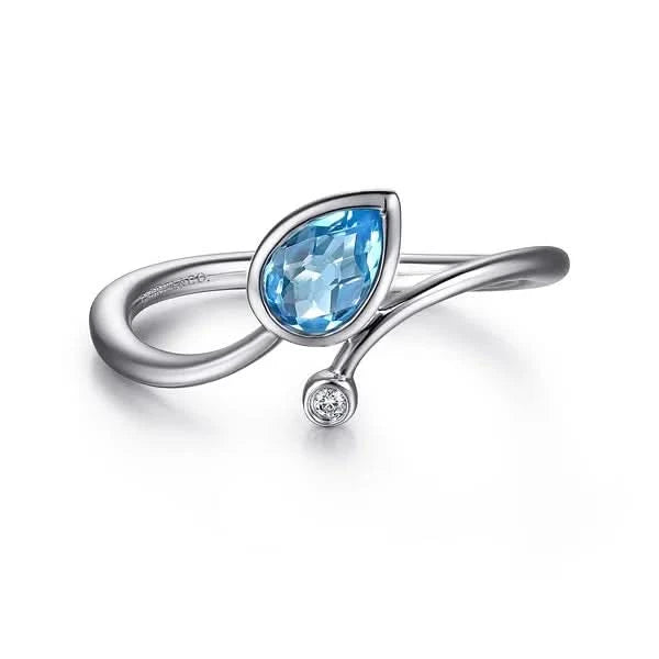 Best-Selling Jewelry Now Available At Special Deals Gabriel & Co. Sterling Silver Blue Topaz Teardrop Bypass Ring