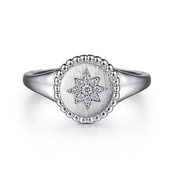 Special Offers On Handcrafted And Designer Jewelry Gabriel & Co. Sterling Silver Bujukan Signet Ring with Diamond Star
