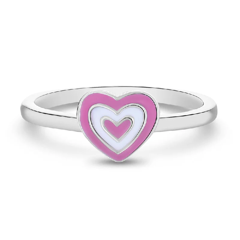 Shop Signature Jewelry Styles At Exclusive Prices Groovy Heart Size 3-5 Baby / Toddler / Kids Ring Enamel - Sterling Silver