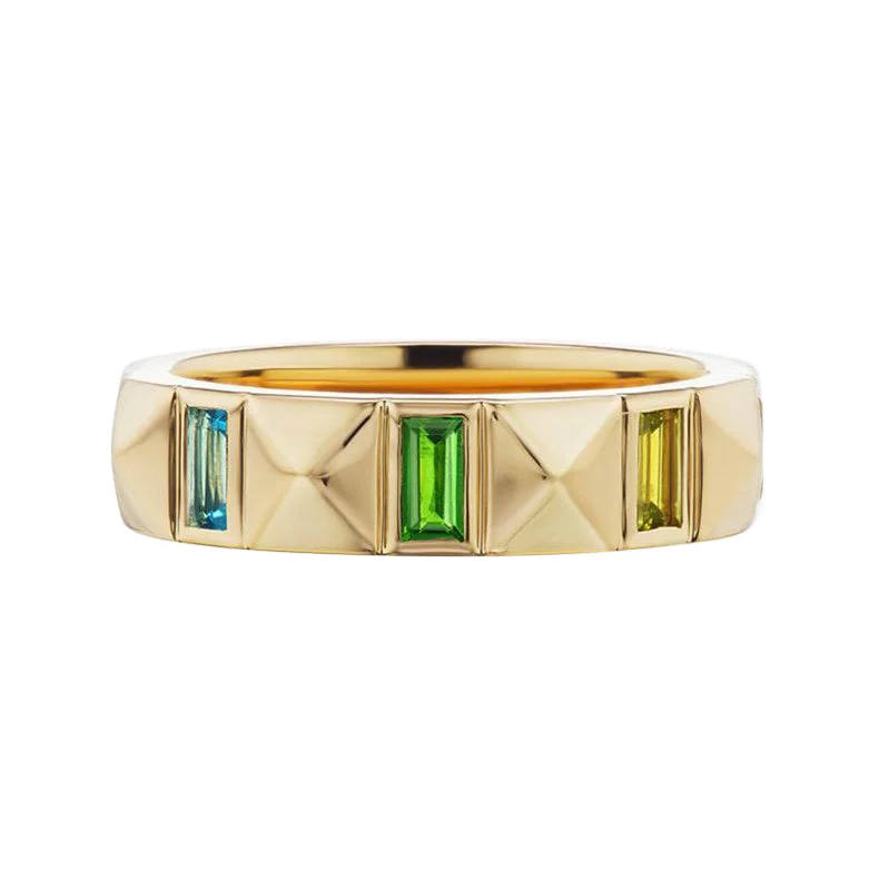 Timeless Beauty, Unbeatable Deals – Jewelry Sale On Harwell Godfrey 18k Rainbow Baguette Pyramid Band Ring